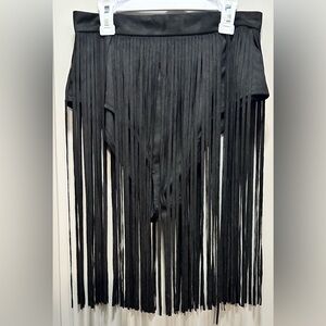 Shein Size S Black Fringed Swim Shorts EUC